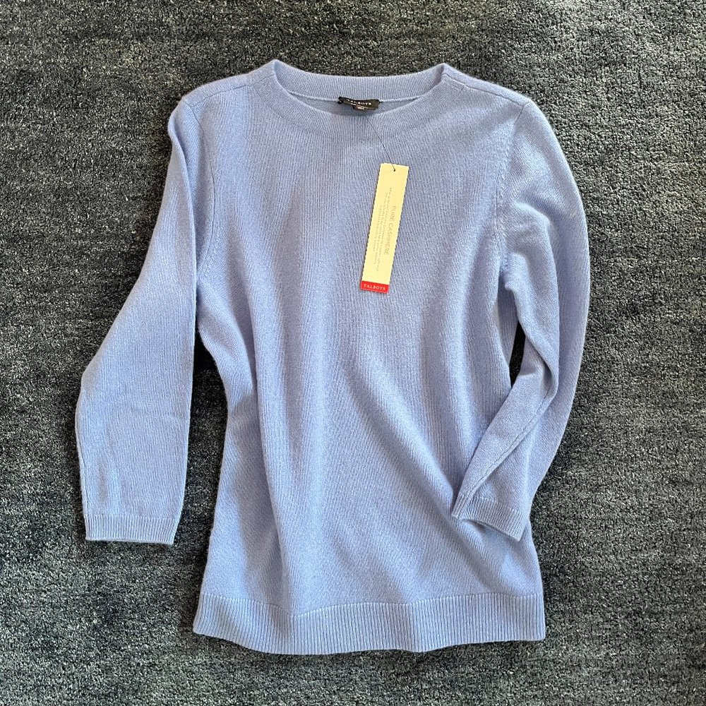 NWT 100% Cashmere Audrey Sweater Blue Talbot's Women's XS
